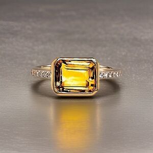 Natural Citrine Diamond Ring 6.5 14k YellowGold 2.45 TCW Certified $2,650 221295